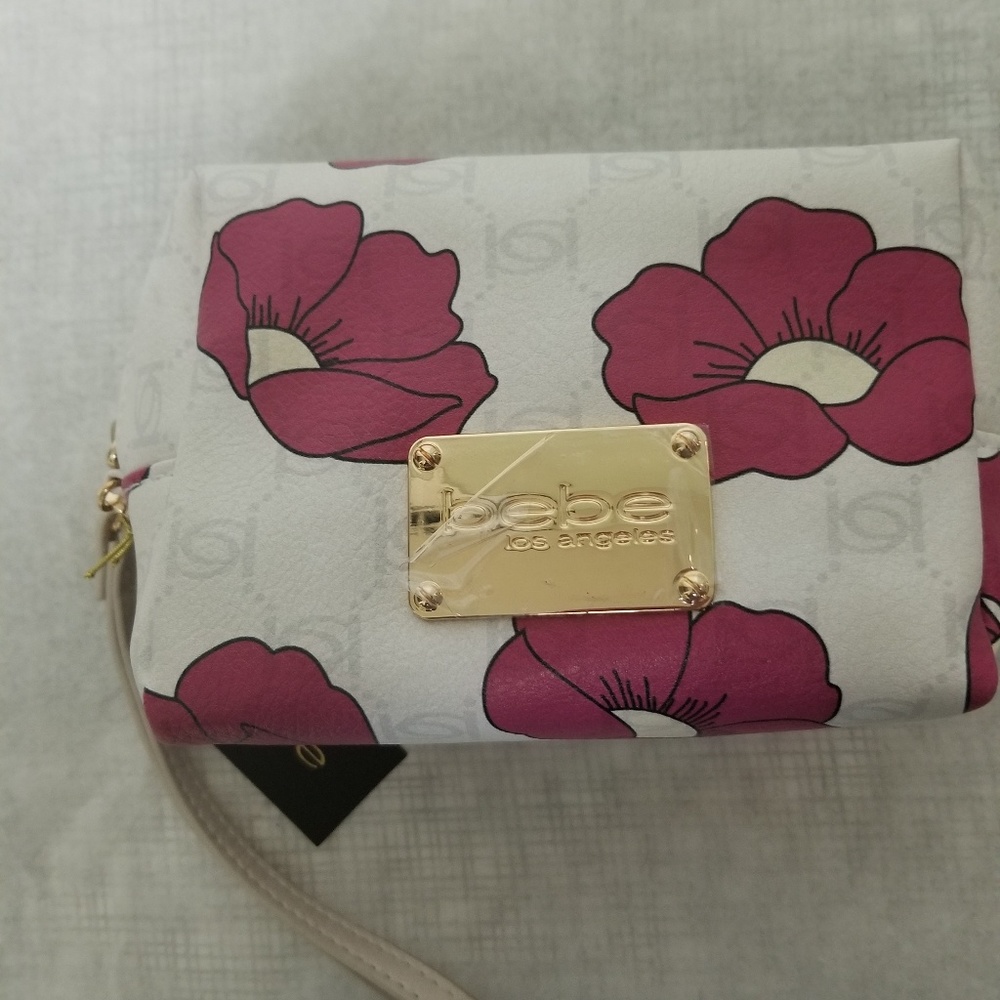 Bebe large floral print makeup bag